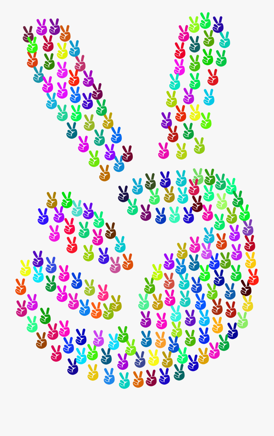 Prismatic Comic Hand Peace Sign Fractal Clip Arts - Gambar Abstrak Kartun, Transparent Clipart