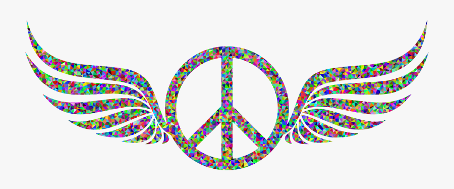 Prismatic Low Poly Peace Sign Wings Clip Arts - Peace Sign With Wings, Transparent Clipart