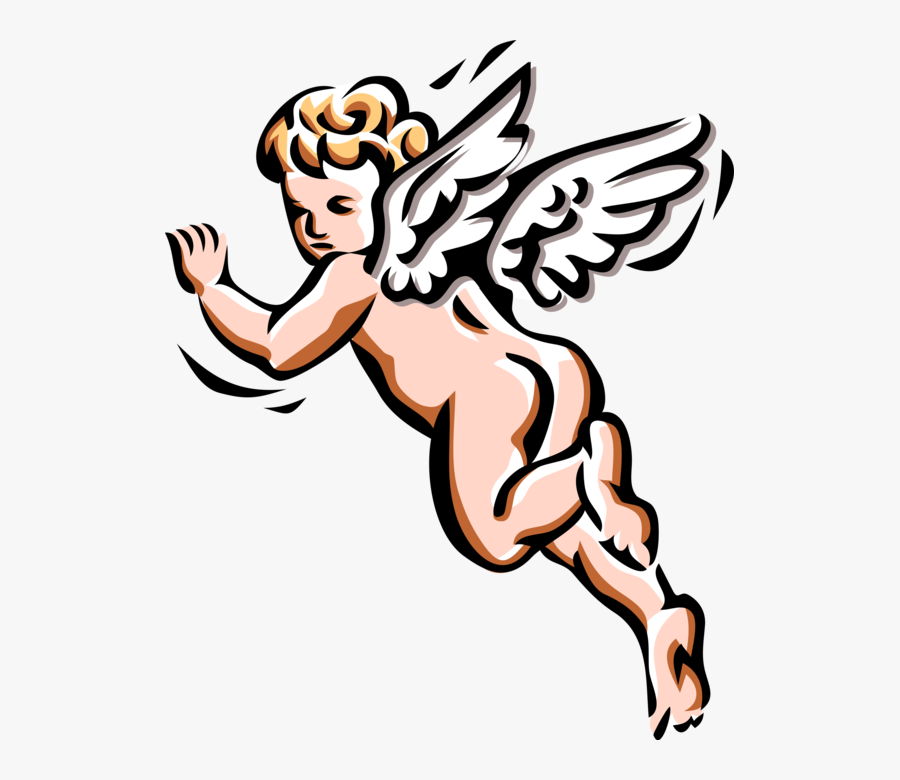 Vector Illustration Of Angelic Spiritual Cherub Angel - Cartoon Of Angels On Flying, Transparent Clipart