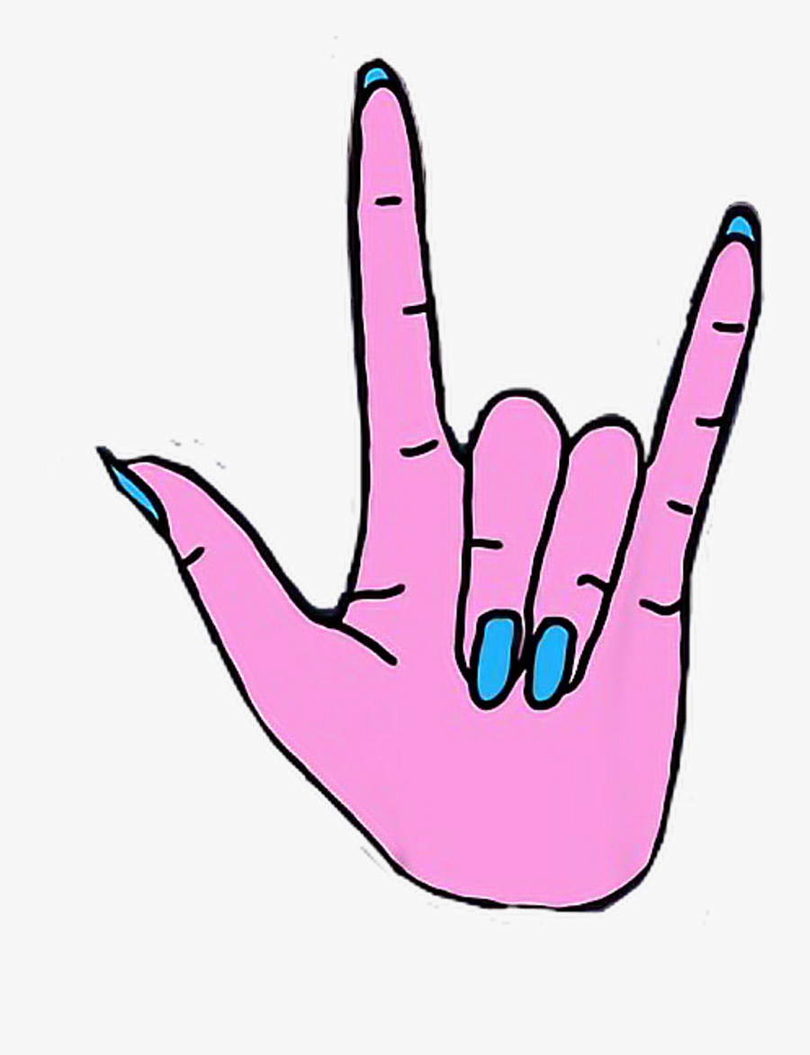 Aesthetic Rock Hand Sign - Sticker Png Aesthetic Pink, Transparent Clipart