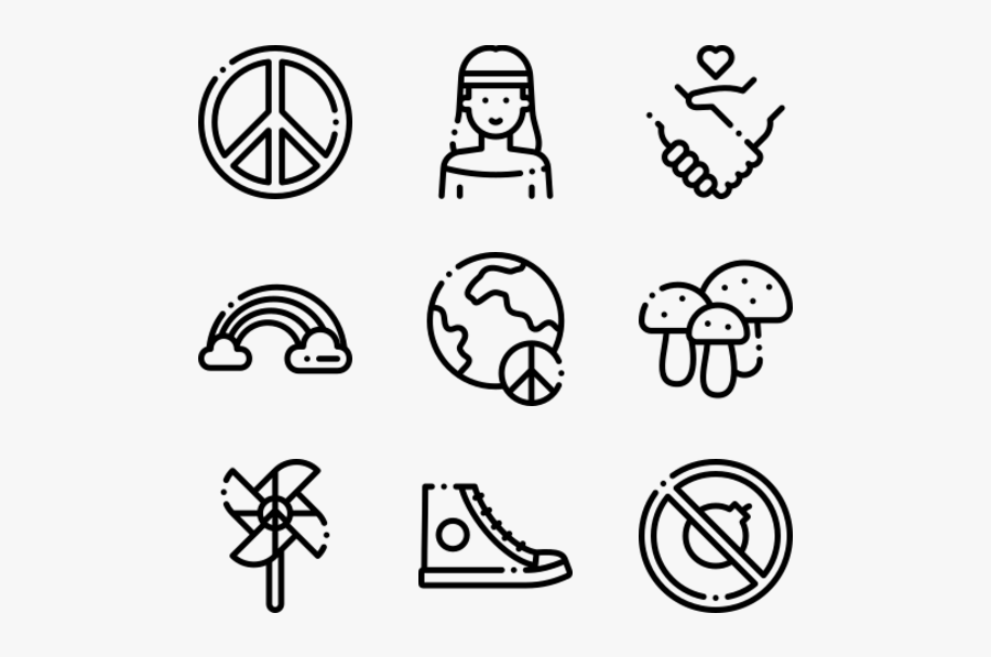 Hippies - Hand Drawn Icon Png, Transparent Clipart
