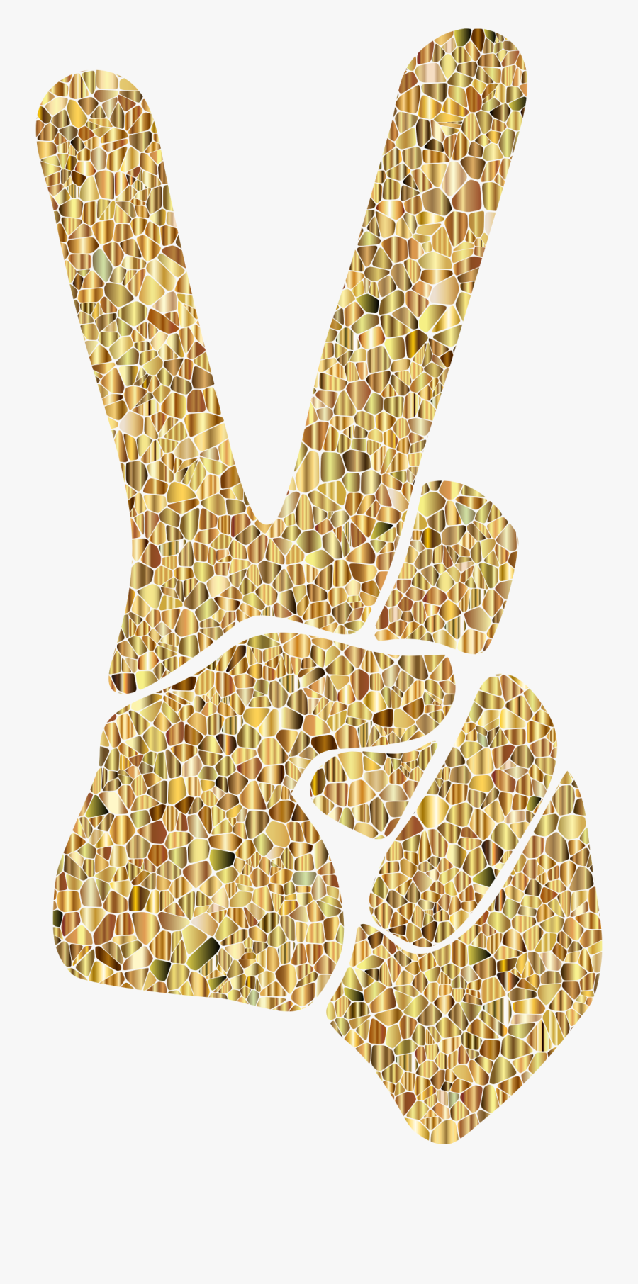 Gold Tiled Peace Sign Silhouette Smoothed No Background - Peace Sign Background Fingers, Transparent Clipart