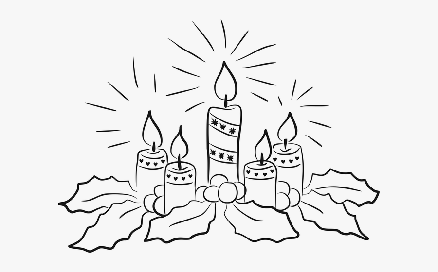Christmas Candles Clipart Black And White, Transparent Clipart