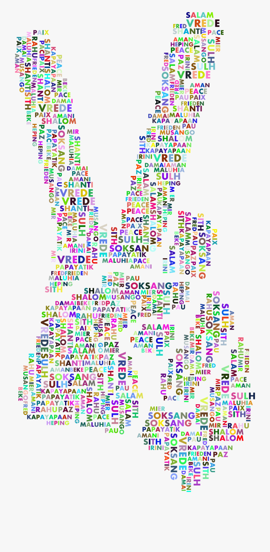 Prismatic Peace Hand Sign Smoothed Word Cloud Clip - Illustration, Transparent Clipart