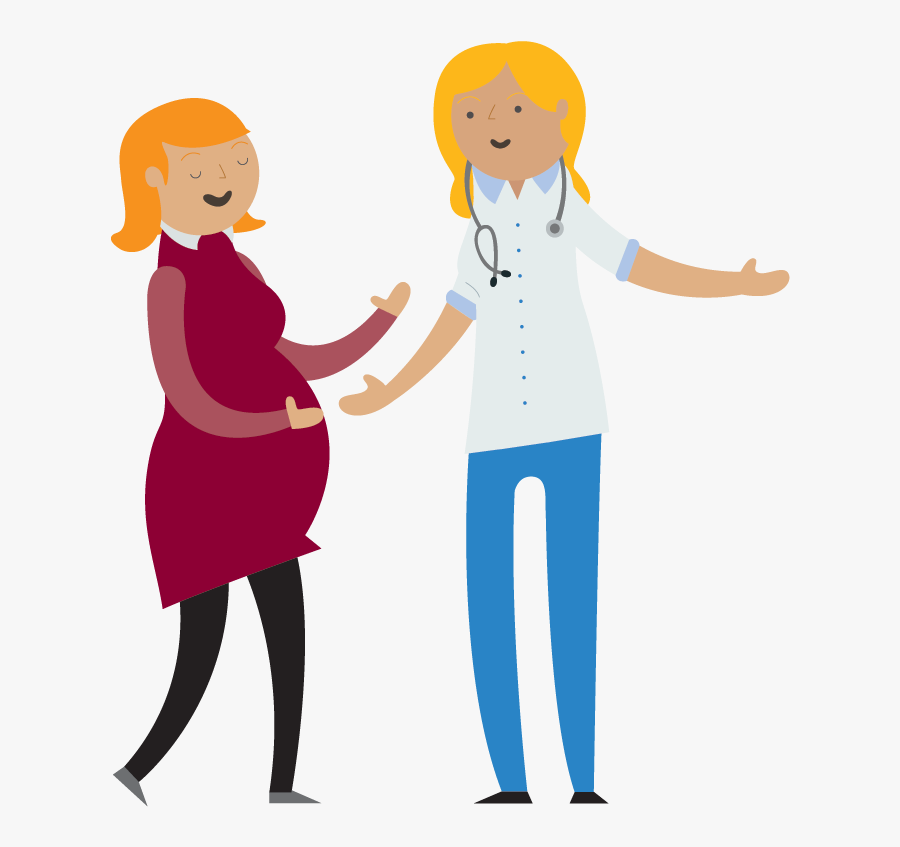 Illustration Of A Pregnant Lady And A Doctor - Cartoon, Transparent Clipart