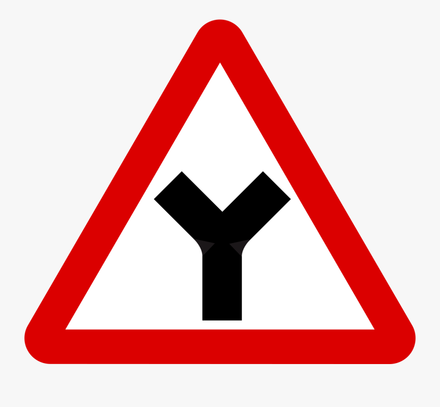 Junction On Bend Ahead Sign, Transparent Clipart