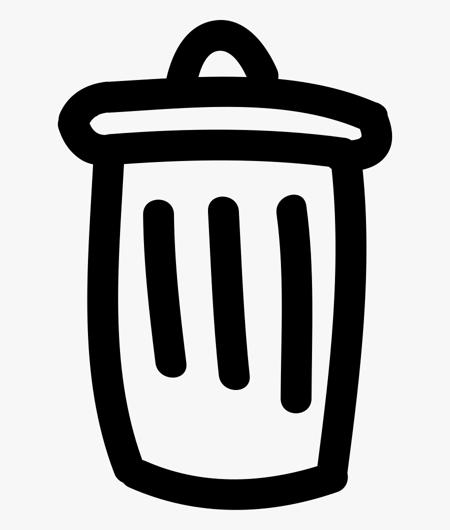 Trash Can Hand Drawn Symbol - Drawn Trash Can Png, Transparent Clipart