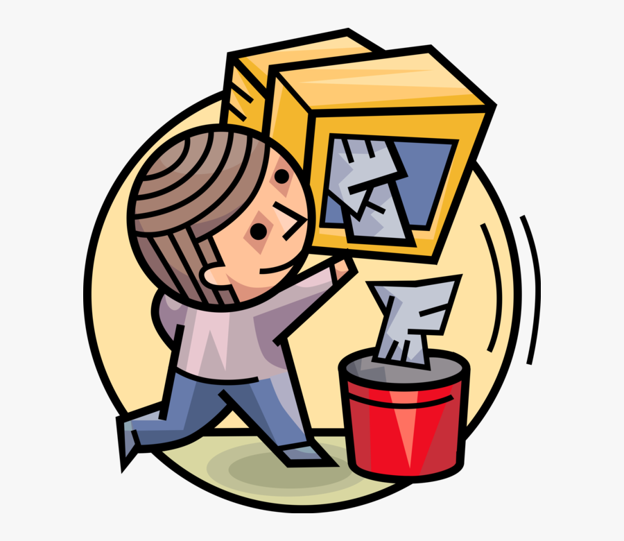 Vector Illustration Of Man Empties Junk Mail Electronic, Transparent Clipart