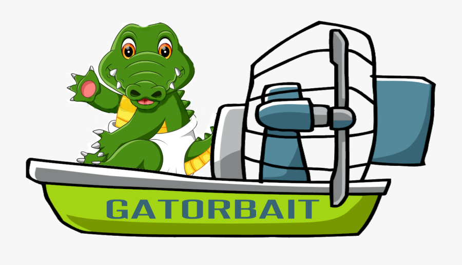 Gatorbait - Alligator Airboat Cartoon Logo, Transparent Clipart
