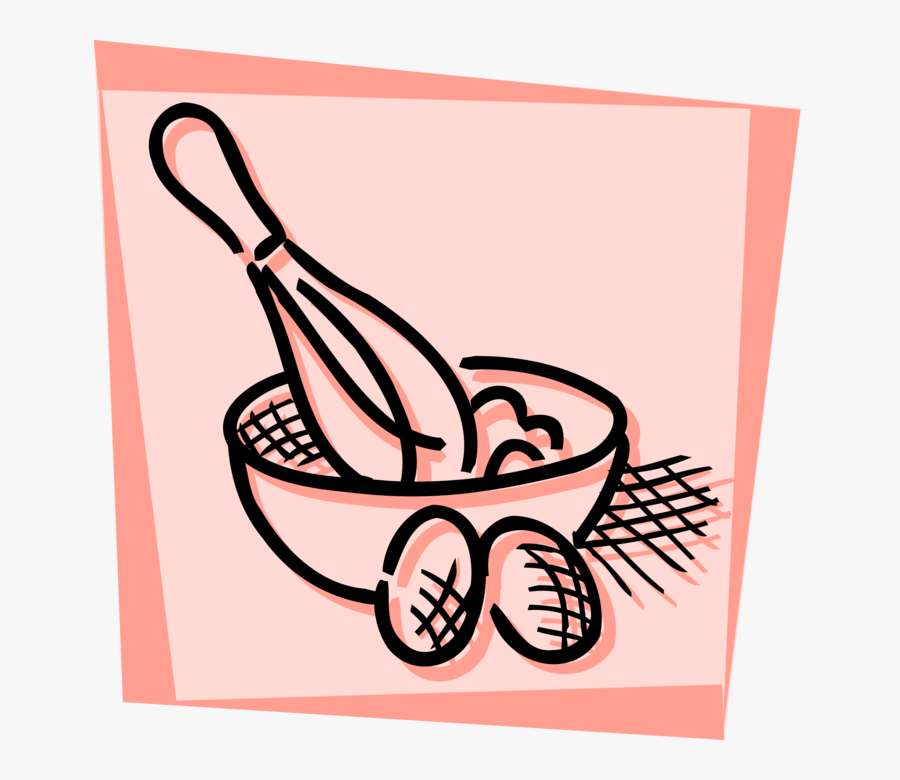 Vector Illustration Of Kitchen Mixing Bowl With Wisk, Transparent Clipart