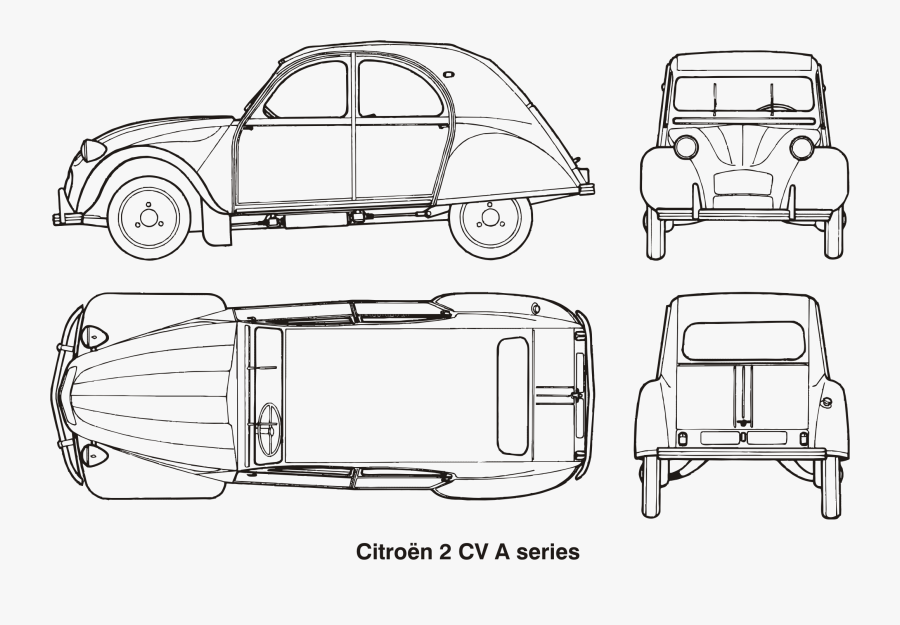 Citroen 2cv A Series, Year 1960 Clip Arts - Citroen 2cv Coloring, Transparent Clipart