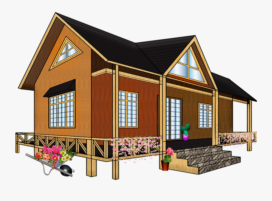 Wooden House, Home, Real Estate, Flowers, Blossoms - Casa De Madera Png, Transparent Clipart