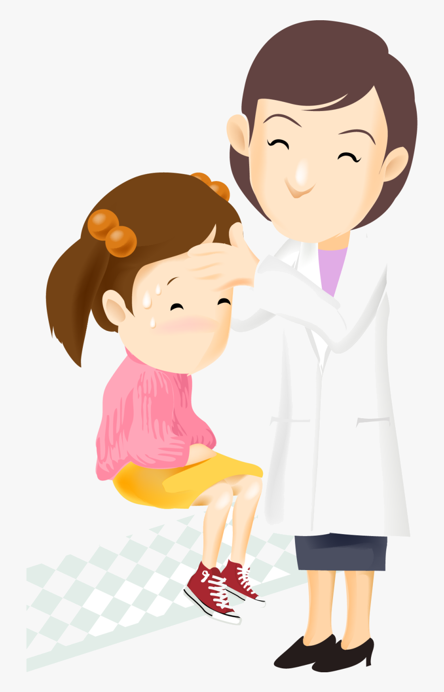 Sick Person Mother Vector Child Care Cartoon Cliparts - Nurse With Child Cartoon, Transparent Clipart