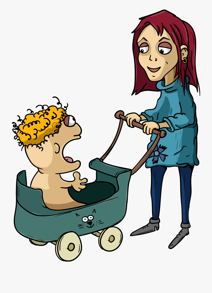 Baby, Mom, Pram, Mother, Child - Cartoon, Transparent Clipart