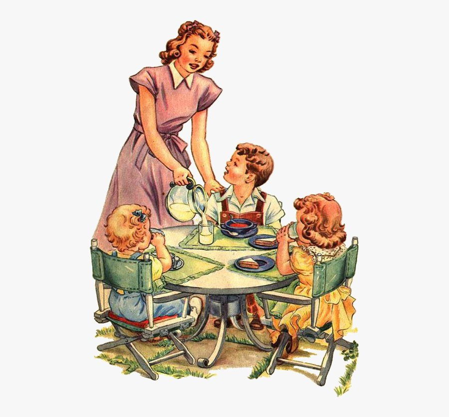 Matisse Drawing Mother Child - Vintage Family Dinner Illustration, Transparent Clipart