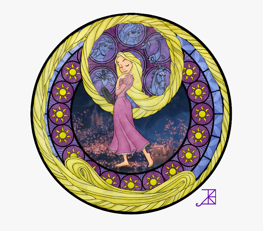 Rapunzel Stained Glass - Kingdom Hearts Cinderella Stained Glass, Transparent Clipart