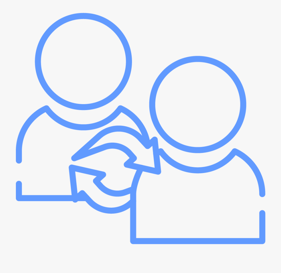 Icon Of 2 Persons With 2 Arrows Pointing Back And Forth - Circle, Transparent Clipart