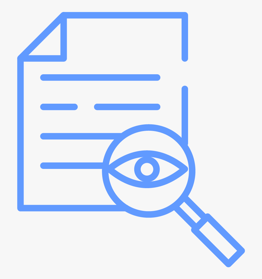 Icon Of Paper With Magnifying Glass - Overview Vector, Transparent Clipart