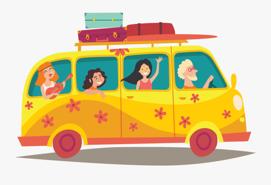Bus With Happy People, Transparent Clipart