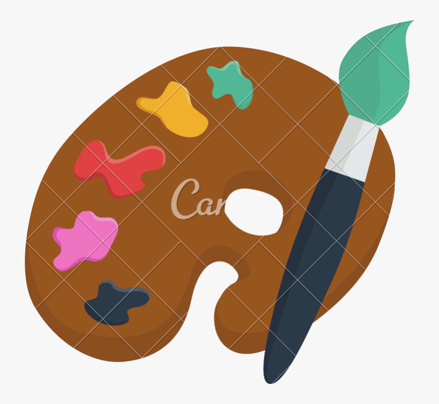 Clip Art Paintbrush And Palette - Art Lesson Icon, Transparent Clipart