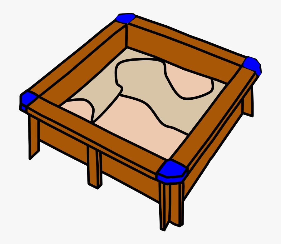 Sandbox, Square, Blue Seats, Brown Wood, Transparent Clipart
