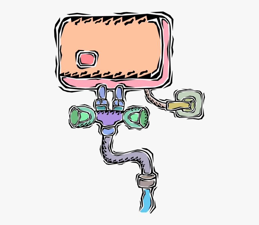 Vector Illustration Of Bathroom Water Heater Tank, Transparent Clipart