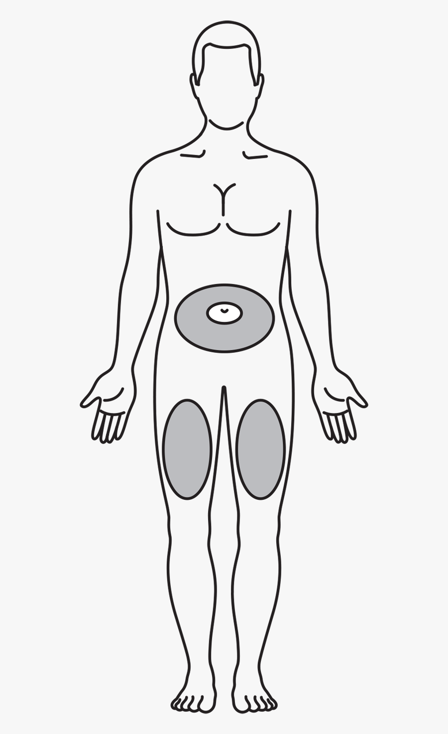 Front Side Appropriate Injection Sites - Line Art, Transparent Clipart