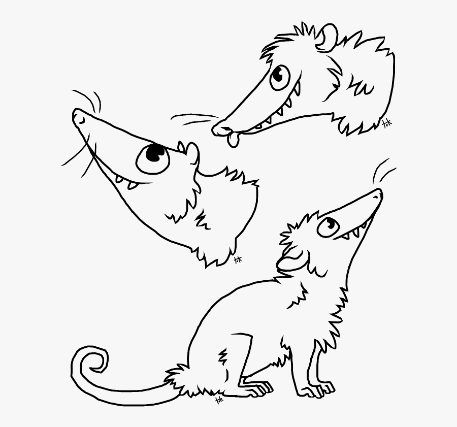 Opossum Lineart - Opossum Fursona Base, Transparent Clipart