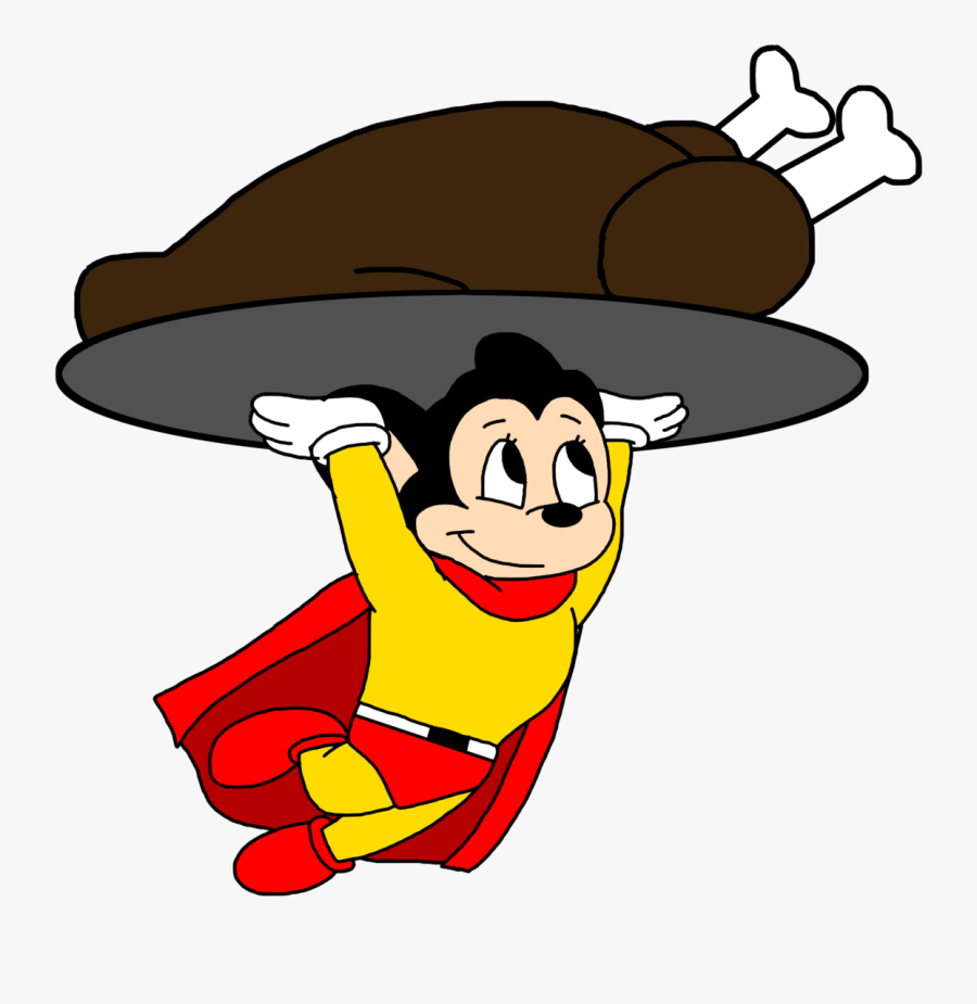 Mighty Mouse Carrying A Roasted Turkey By Marcospower1996 - Cartoon, Transparent Clipart