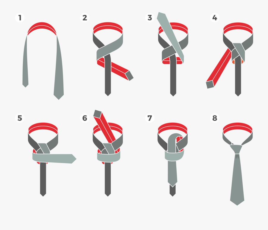 How To Tie A Tie - Tie A Tie Instructions Step, Transparent Clipart