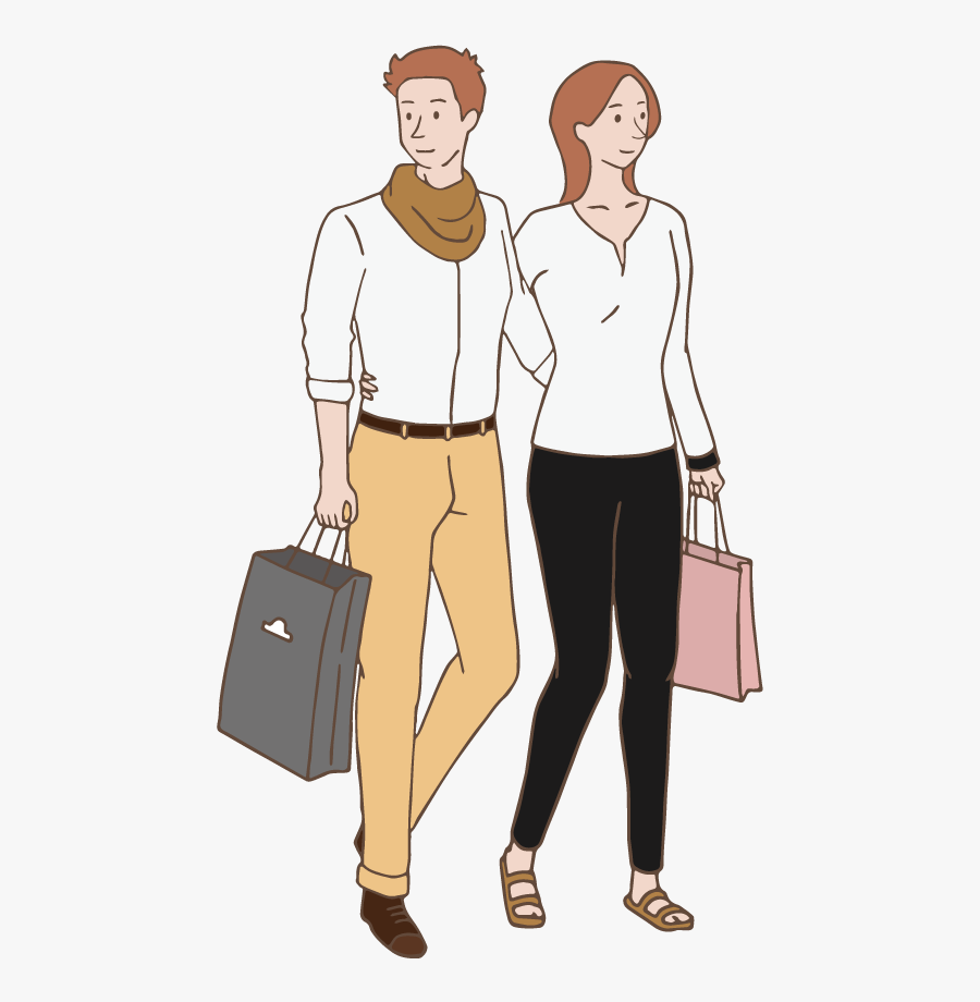 Men And Women Is Shopping - Man And Women Shopping Png, Transparent Clipart