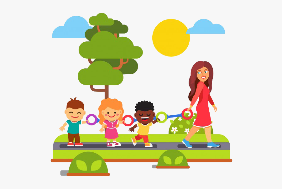 Teacher Children Walking Clipart, Transparent Clipart