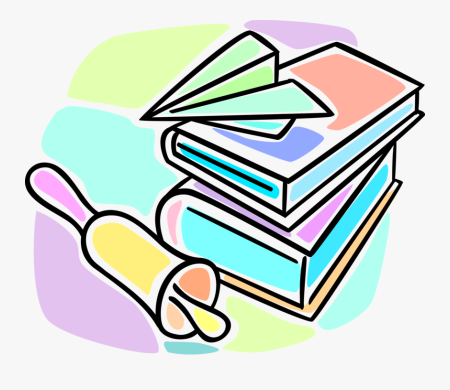 Vector Illustration Of School Hand Bell, Schoolbook, Transparent Clipart