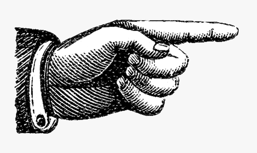 Vintage Pointing Finger - Old Fashioned Pointing Hand, Transparent Clipart