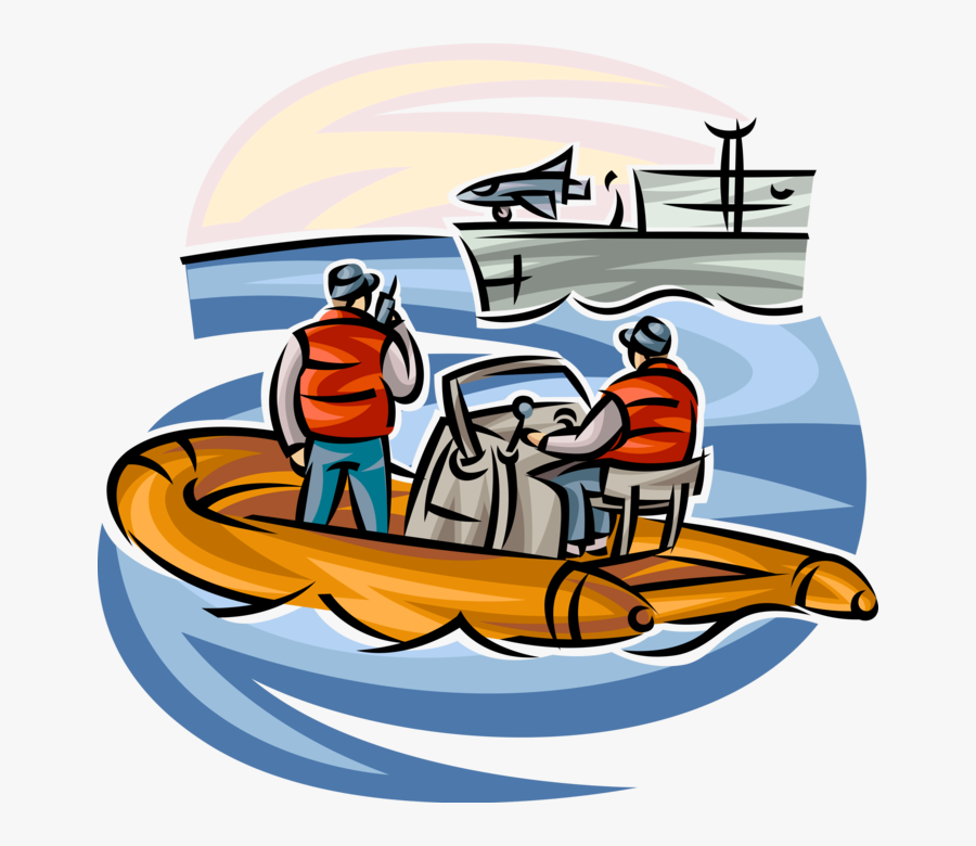 Vector Illustration Of Navy Seals In Inflatable Raft, Transparent Clipart
