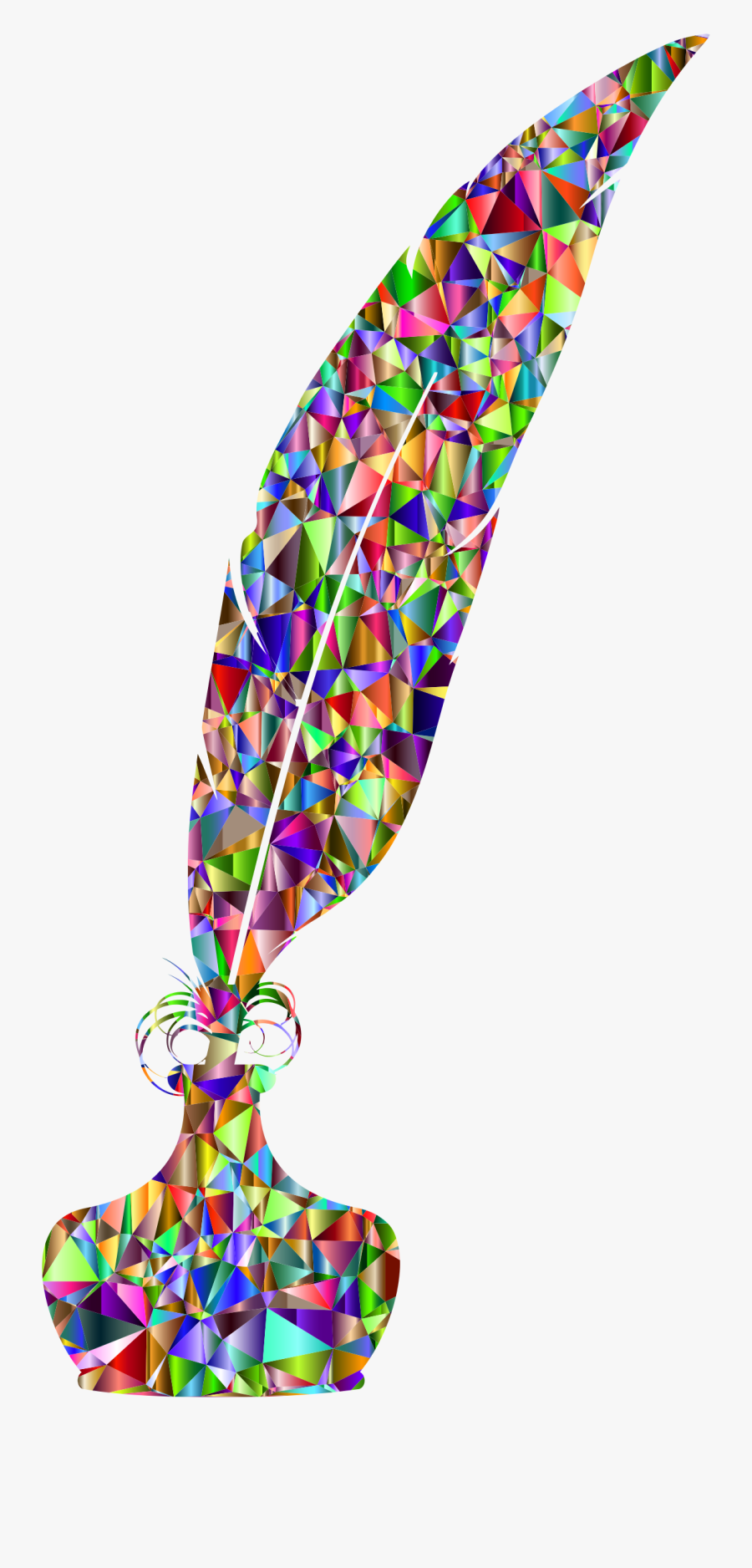 Vivid Chromatic Feather Quill And Inkwell Clip Arts - Feather Pen Colorful, Transparent Clipart