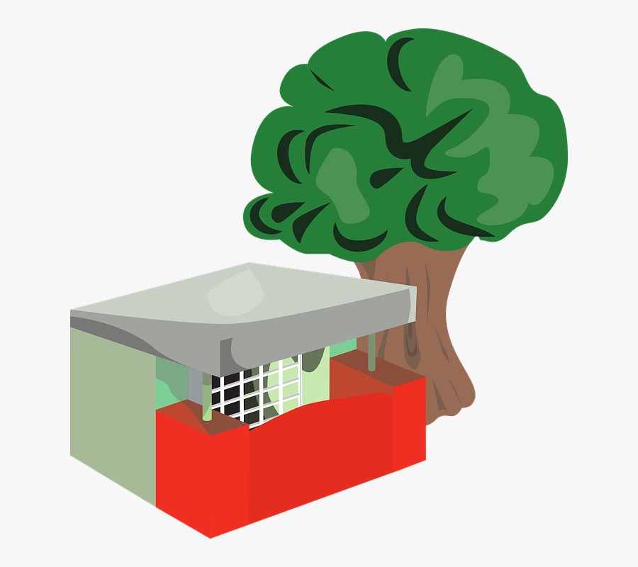 Tree, House, Shack, Building, Home - Cartoon, Transparent Clipart