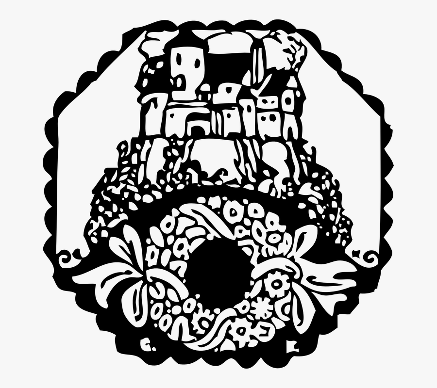 Wreath, Mountain, Polygon, Rock, Cliff - Buket Bunga Clipart Hitam Putih, Transparent Clipart