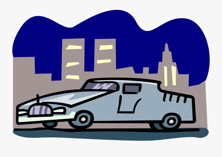 Png Library Limousine At Night In City Image Illustration - Cartoon Limo At Night, Transparent Clipart