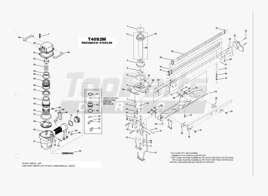 Stapler Drawing Assembly - Bostitch T50 Air Stapler Diagrams, Transparent Clipart
