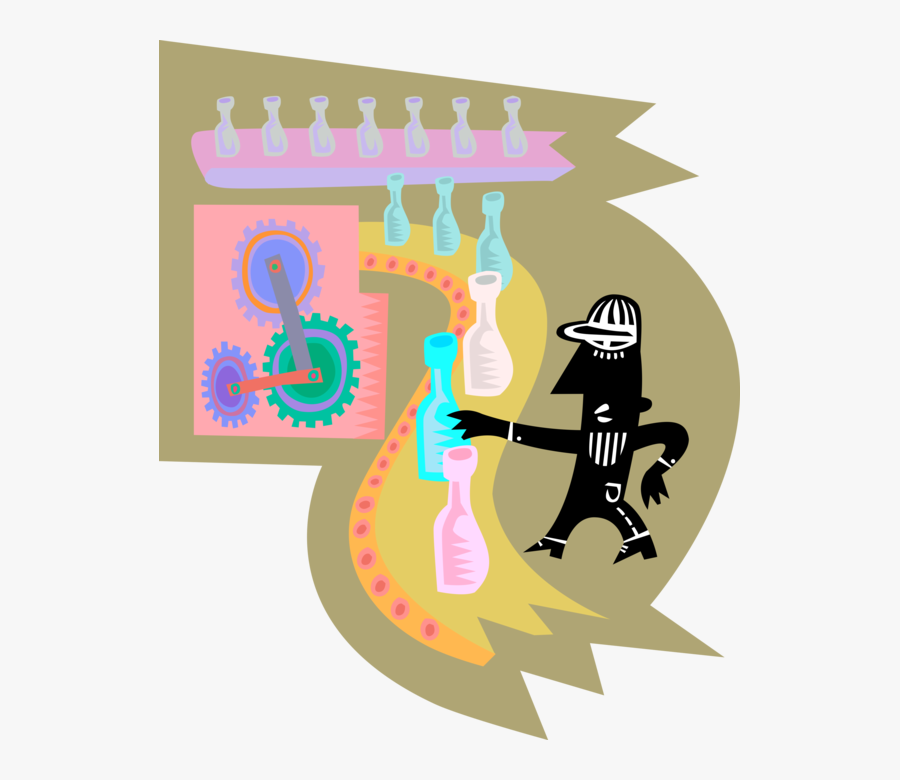 Vector Illustration Of Factory Manufacturing Process - Historique Du Marketing De Service, Transparent Clipart