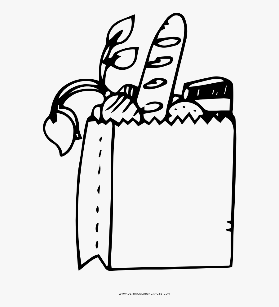 Grocery Shopping Coloring Page - Line Art, Transparent Clipart