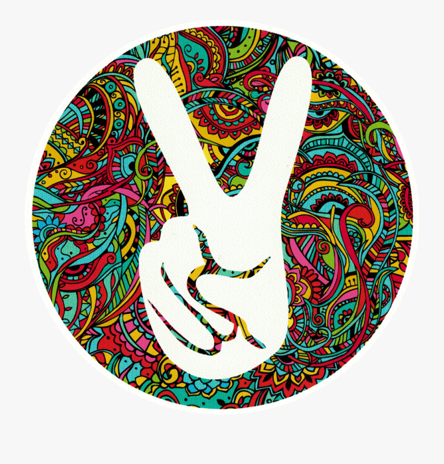 Victory Peace Sign - 70's Groovy Style Graphic Design, Transparent Clipart