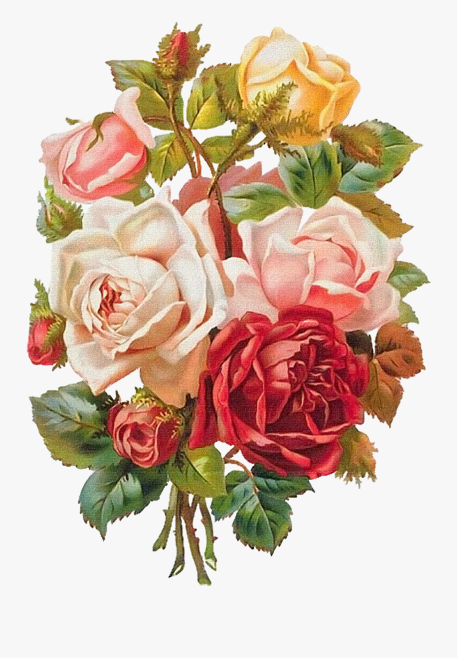 Victorian Era Flower Bouquet Porte-bouquet Rose Clip - Vintage Flowers Png Hd, Transparent Clipart
