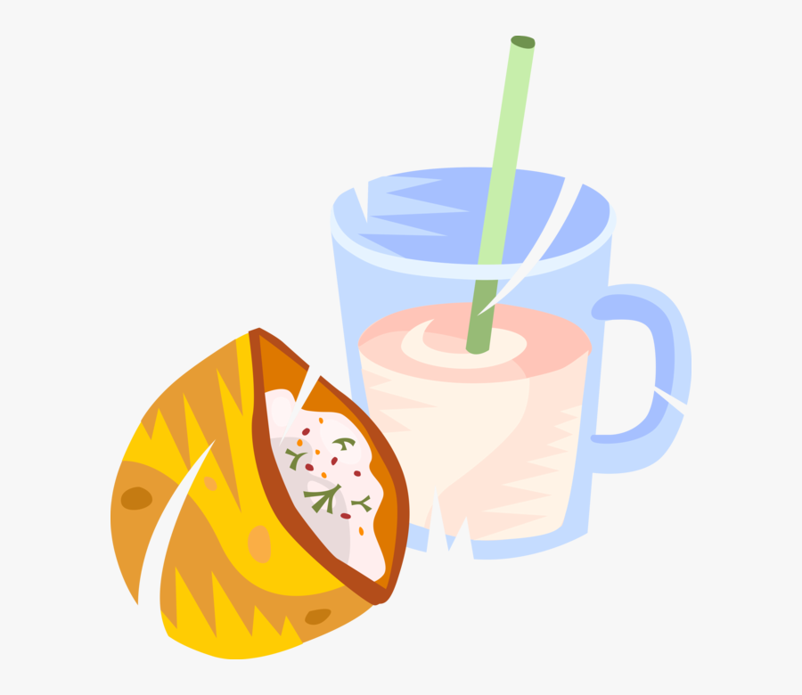 Vector Illustration Of Pocket Sandwich And Glass Of, Transparent Clipart