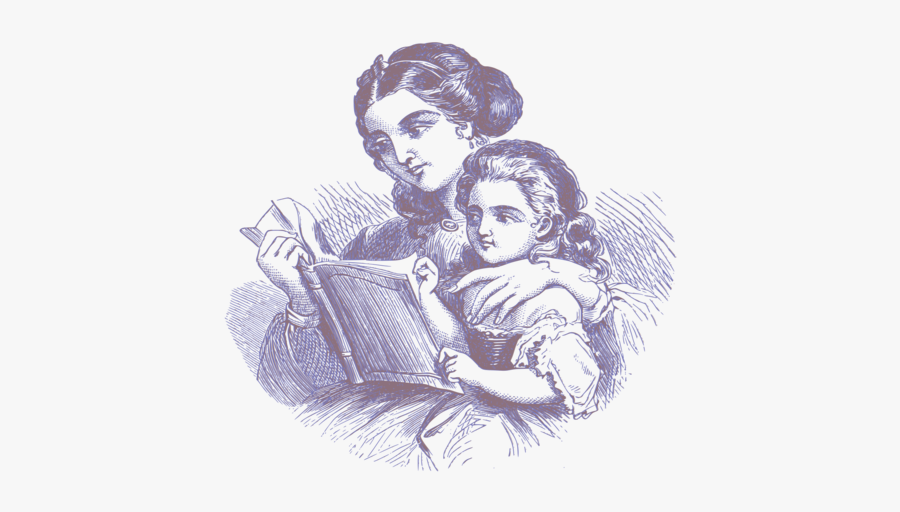 Human Behavior,hug,art - Mother And Daughter Reading Drawing, Transparent Clipart