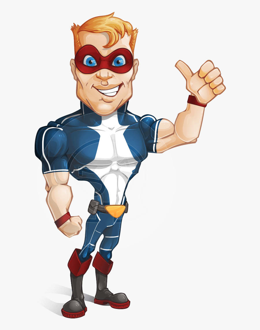 Thumb Vector Animated - Super Hero Cartoon Png, Transparent Clipart