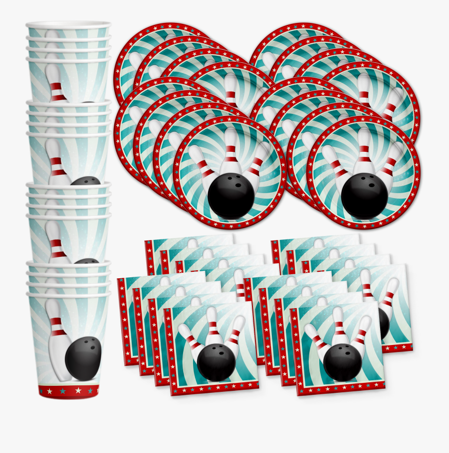 Bowling Fun Birthday Party Tableware Kit For 16 Guests, Transparent Clipart