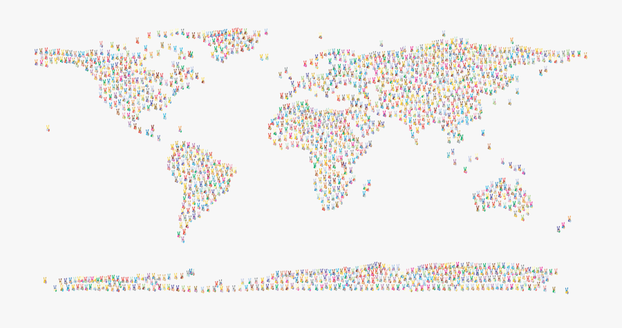 Prismatic Peace Sign Silhouette Smoothed World Map - World Map, Transparent Clipart
