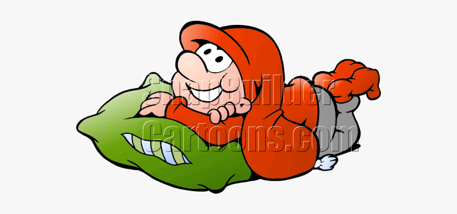 Christmas Elf Relaxing On Green Pillow, Transparent Clipart